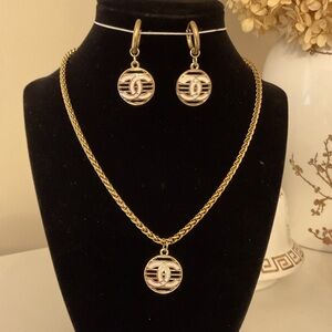#61 Upcycled Gold-tone Necklace & Earrings Set